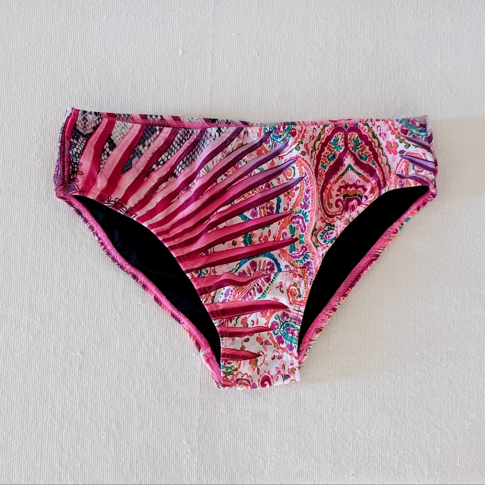 Venus Tropical Floral & Snake Skin Print Bikini Bottom, size 4